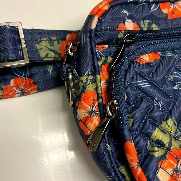Lug Carousel Blue Floral Adjustable Convertible Belt Bag/ Crossbody RFID Purse - Picture 5 of 16